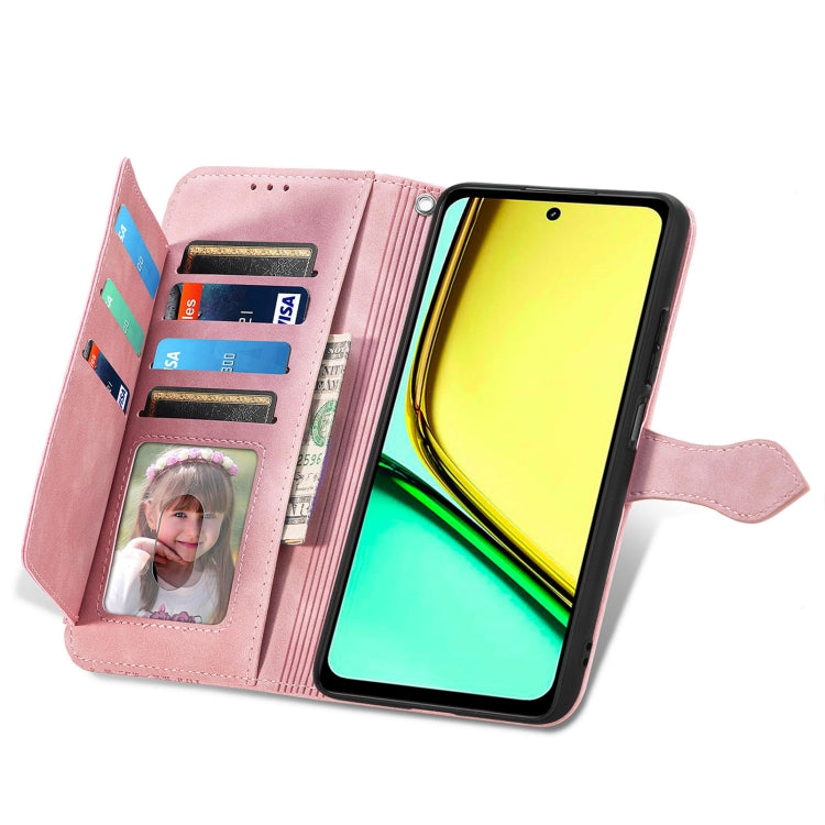 For Realme C67 4G Embossed Flower Zipper Leather Phone Case