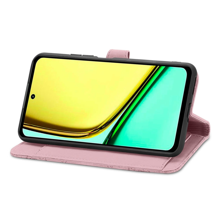 For Realme C67 4G Embossed Flower Zipper Leather Phone Case