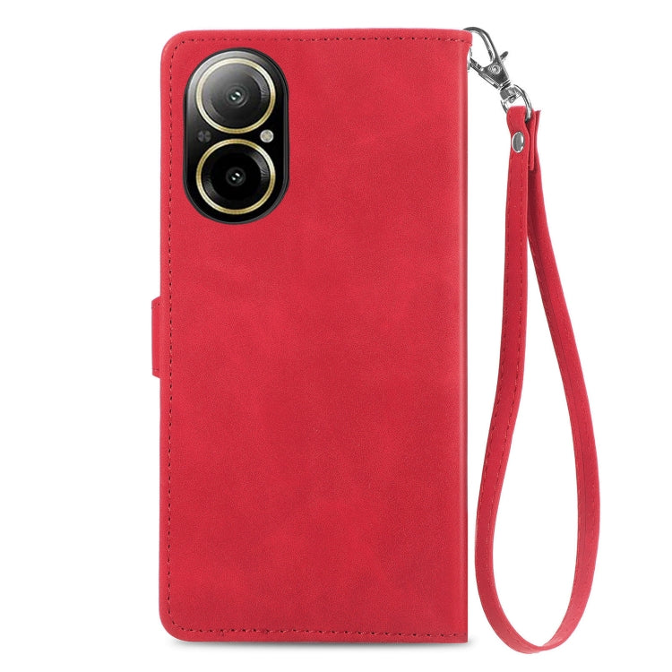 For Realme C67 4G Embossed Flower Zipper Leather Phone Case