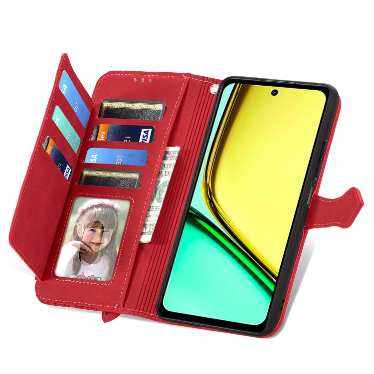 For Realme C67 4G Embossed Flower Zipper Leather Phone Case