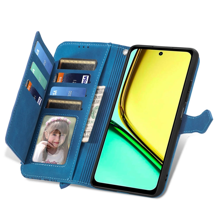 For Realme C67 4G Embossed Flower Zipper Leather Phone Case