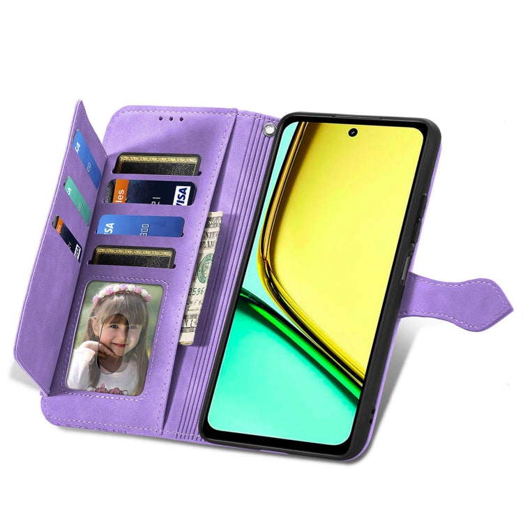 For Realme C67 4G Embossed Flower Zipper Leather Phone Case