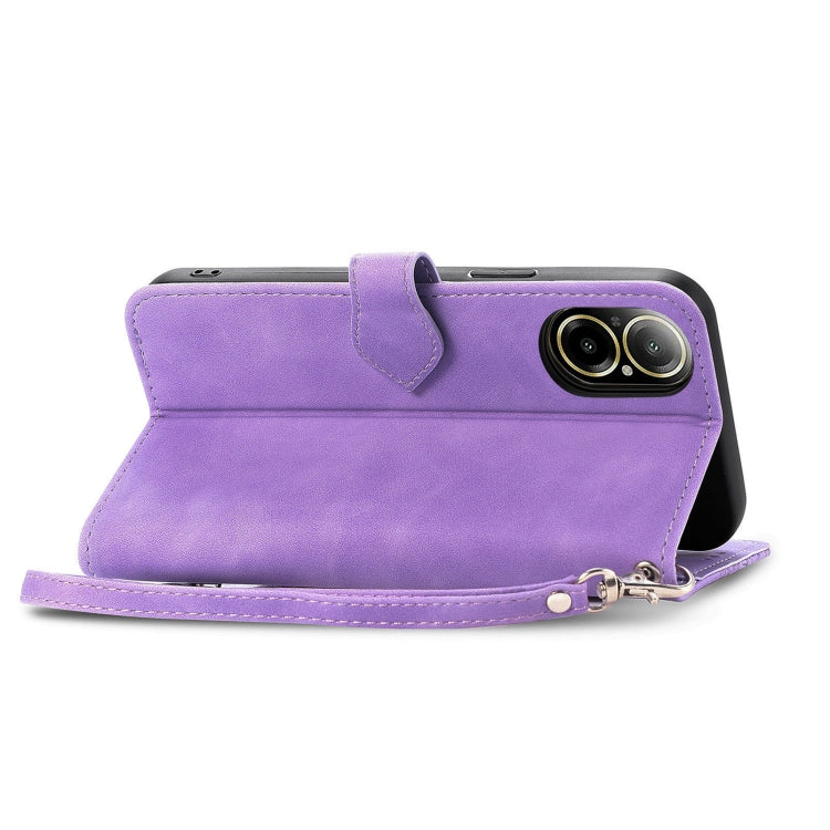 For Realme C67 4G Embossed Flower Zipper Leather Phone Case