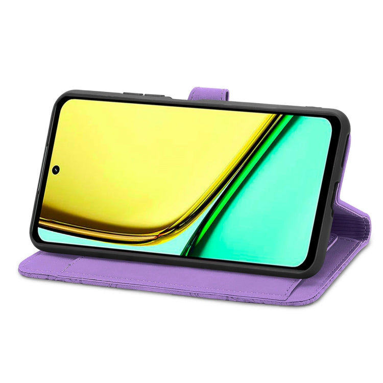 For Realme C67 4G Embossed Flower Zipper Leather Phone Case