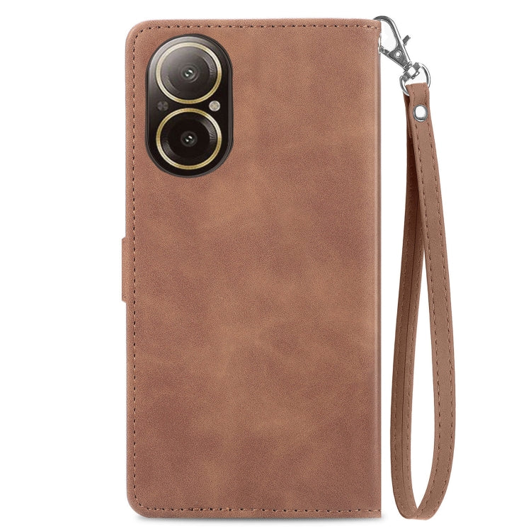 For Realme C67 4G Embossed Flower Zipper Leather Phone Case