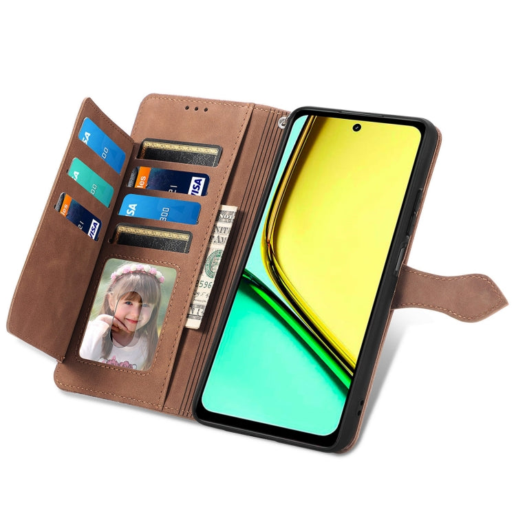 For Realme C67 4G Embossed Flower Zipper Leather Phone Case
