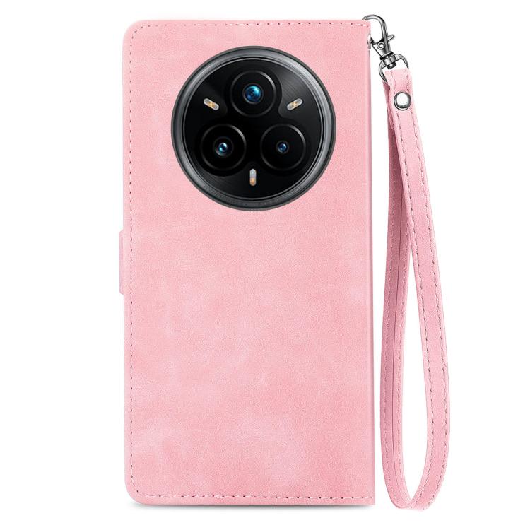For Realme 14 Pro+ Embossed Flower Zipper Leather Phone Case