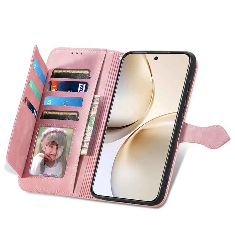 For Realme 14 Pro+ Embossed Flower Zipper Leather Phone Case