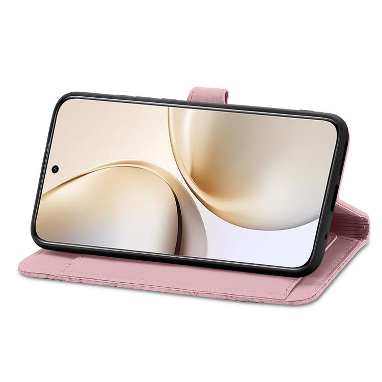 For Realme 14 Pro+ Embossed Flower Zipper Leather Phone Case