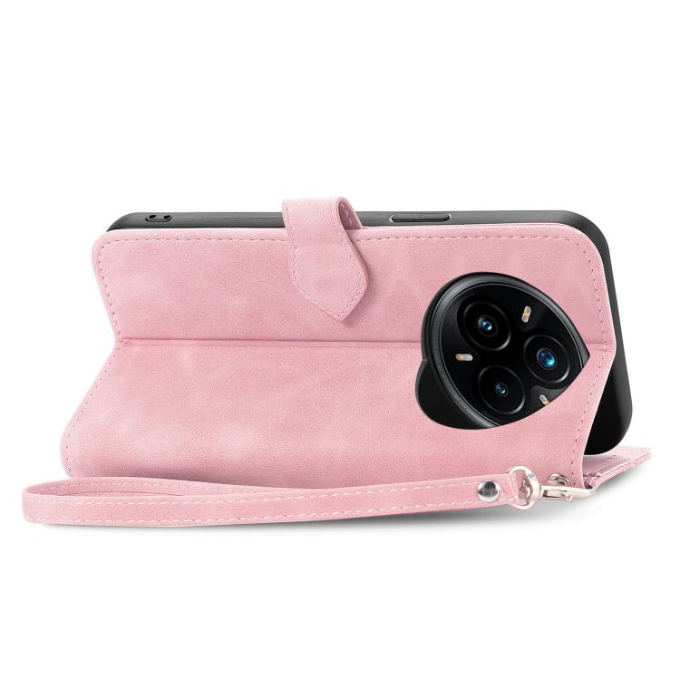 For Realme 14 Pro+ Embossed Flower Zipper Leather Phone Case