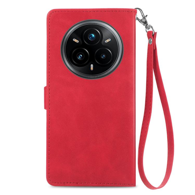 For Realme 14 Pro+ Embossed Flower Zipper Leather Phone Case