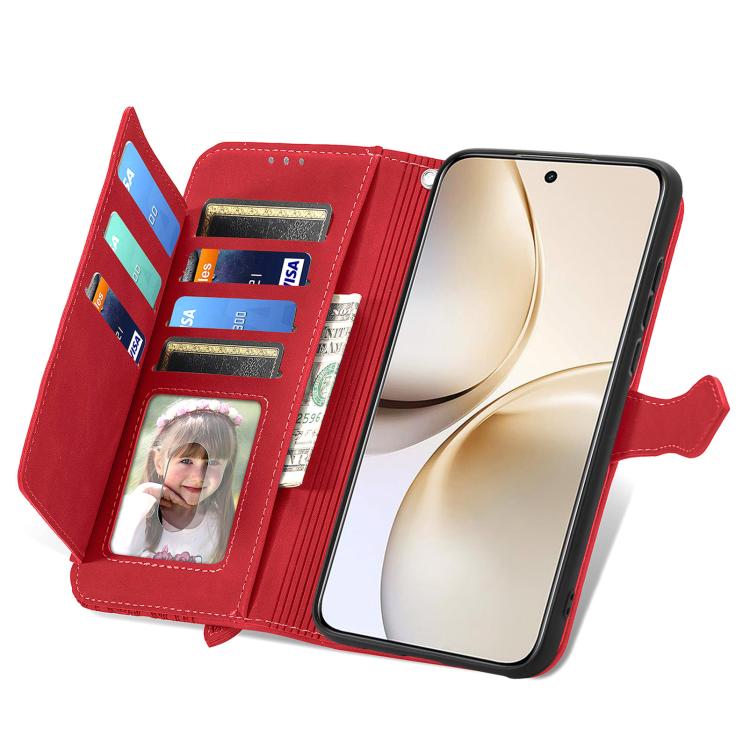 For Realme 14 Pro+ Embossed Flower Zipper Leather Phone Case
