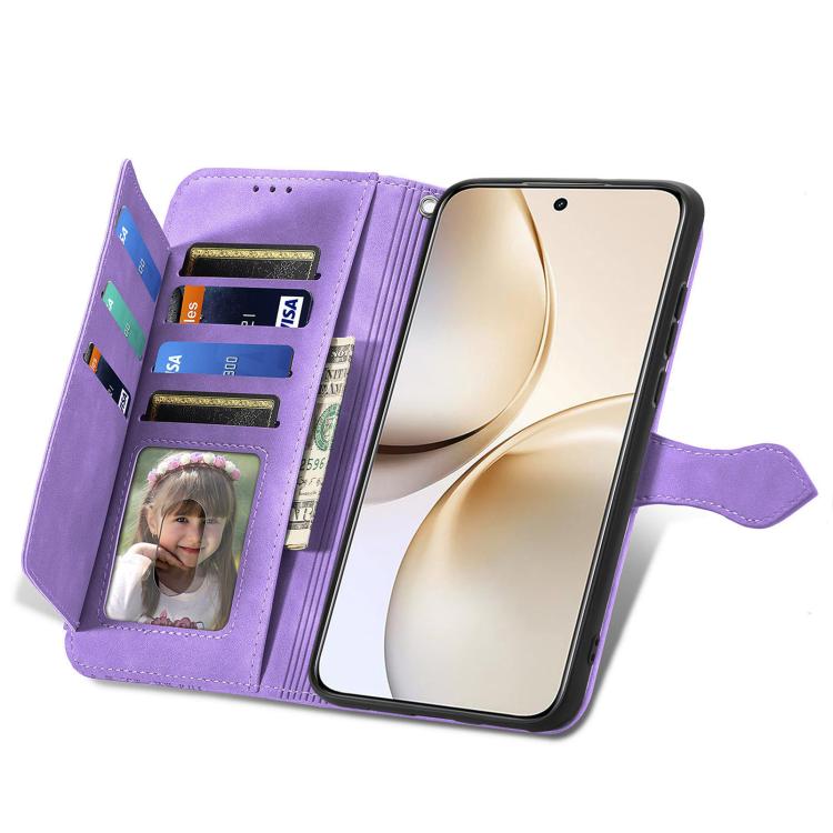 For Realme 14 Pro+ Embossed Flower Zipper Leather Phone Case