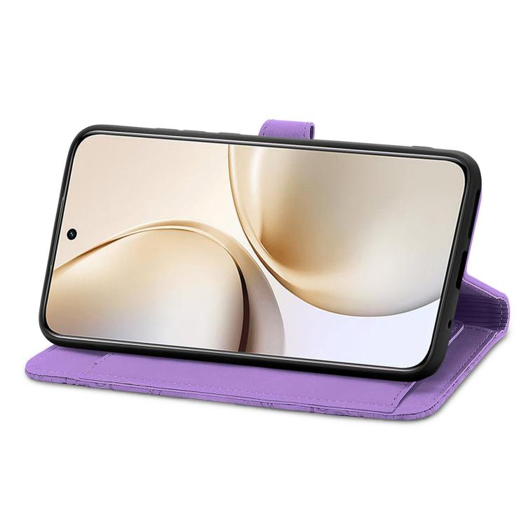 For Realme 14 Pro+ Embossed Flower Zipper Leather Phone Case