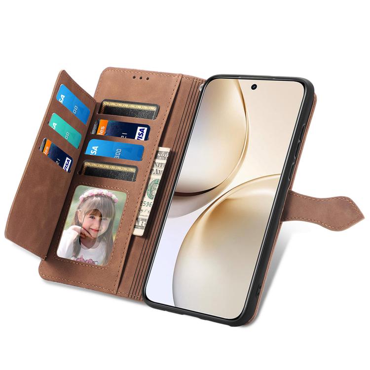 For Realme 14 Pro+ Embossed Flower Zipper Leather Phone Case