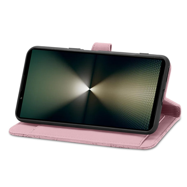 For Sony Xperia 1 VI Embossed Flower Zipper Leather Phone Case