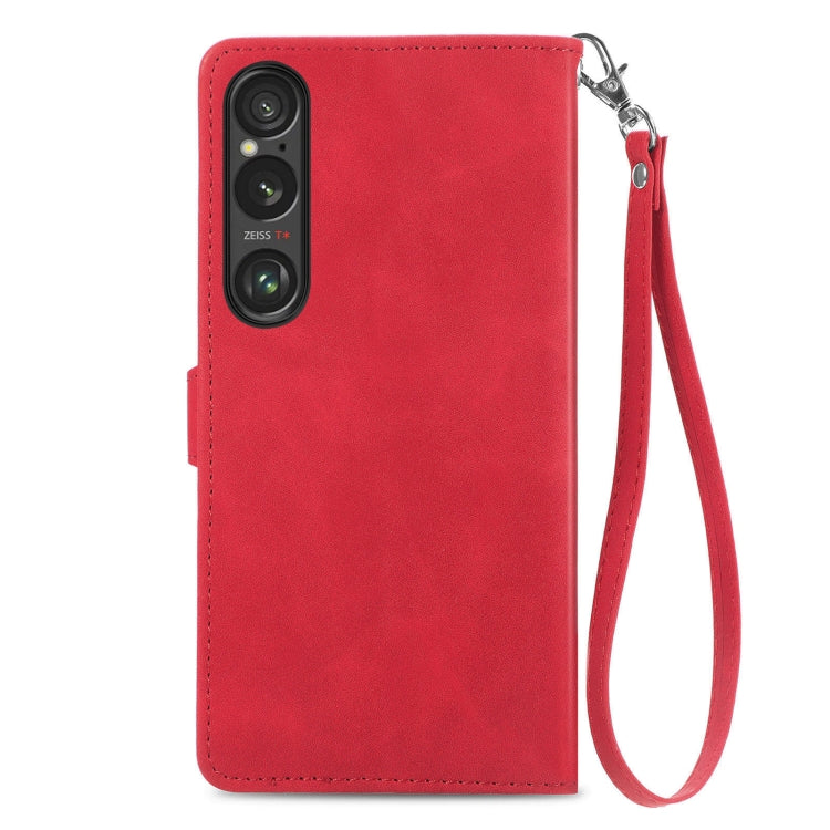 For Sony Xperia 1 VI Embossed Flower Zipper Leather Phone Case