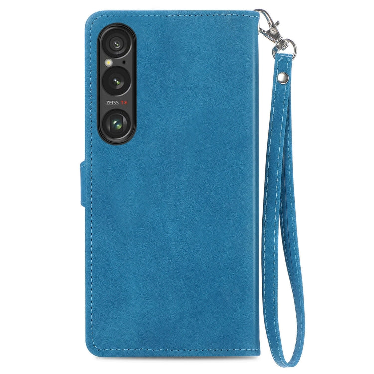 For Sony Xperia 1 VI Embossed Flower Zipper Leather Phone Case