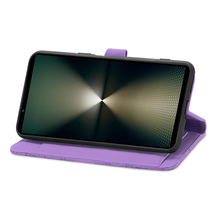 For Sony Xperia 1 VI Embossed Flower Zipper Leather Phone Case