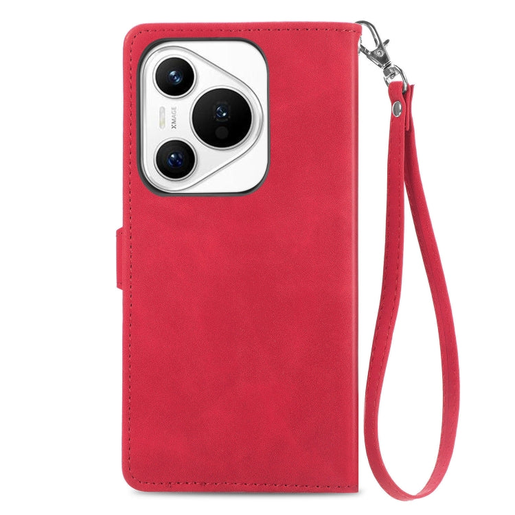 For Huawei Pura 70 Embossed Flower Zipper Leather Phone Case