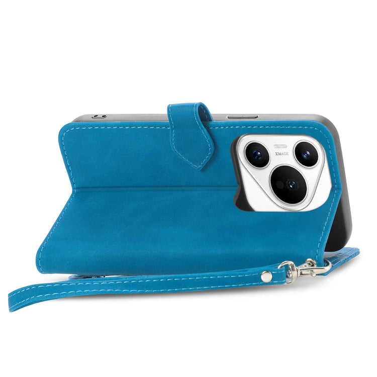 For Huawei Pura 70 Embossed Flower Zipper Leather Phone Case