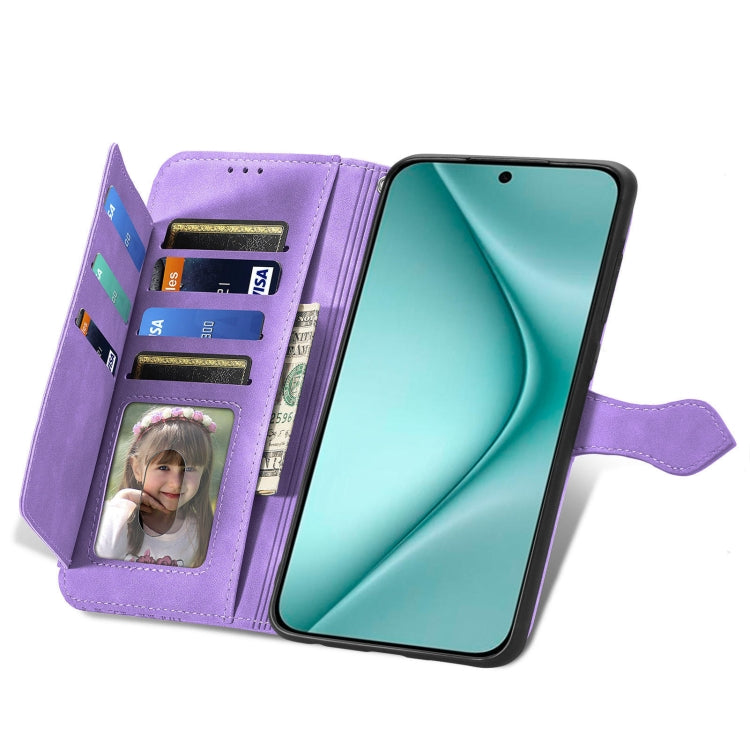 For Huawei Pura 70 Embossed Flower Zipper Leather Phone Case