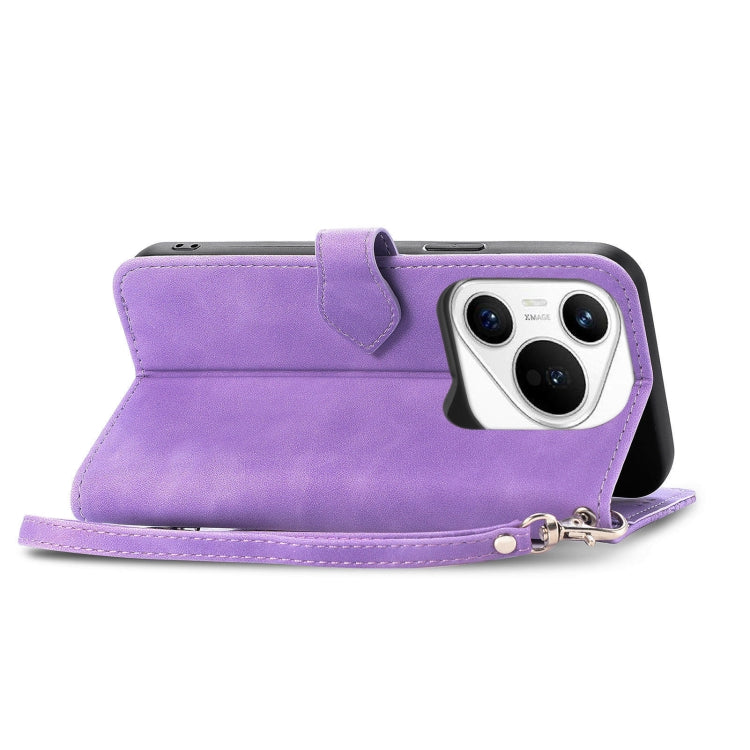 For Huawei Pura 70 Embossed Flower Zipper Leather Phone Case