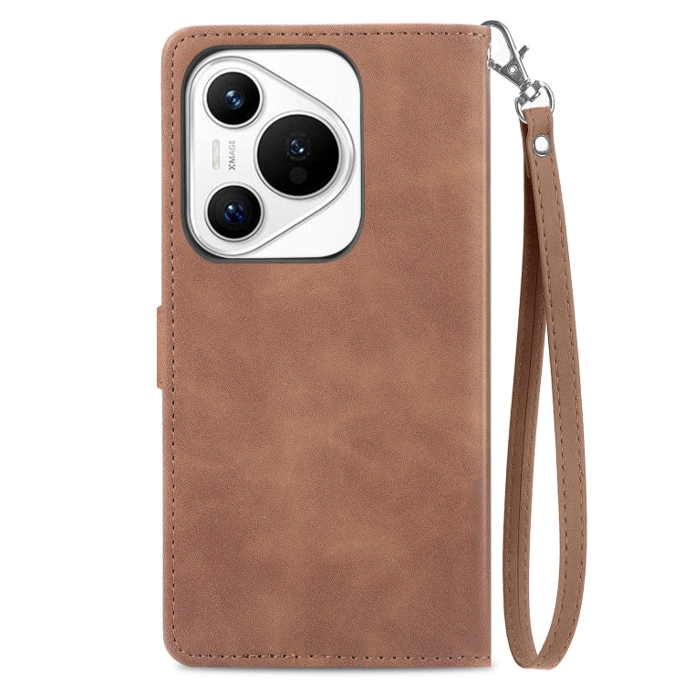 For Huawei Pura 70 Embossed Flower Zipper Leather Phone Case