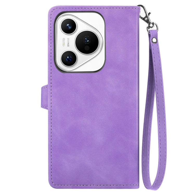 For Huawei Pura 70 Pro+ Embossed Flower Zipper Leather Phone Case