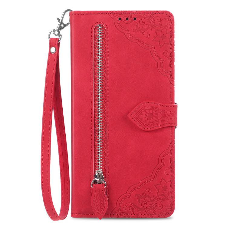 For Huawei Mate 70 Embossed Flower Zipper Leather Phone Case
