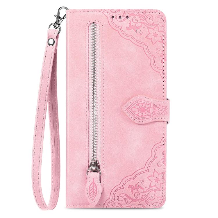 For Huawei Mate 70 Pro+ Embossed Flower Zipper Leather Phone Case
