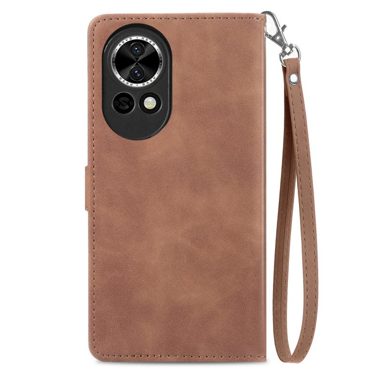 For Huawei nova 13 Embossed Flower Zipper Leather Phone Case