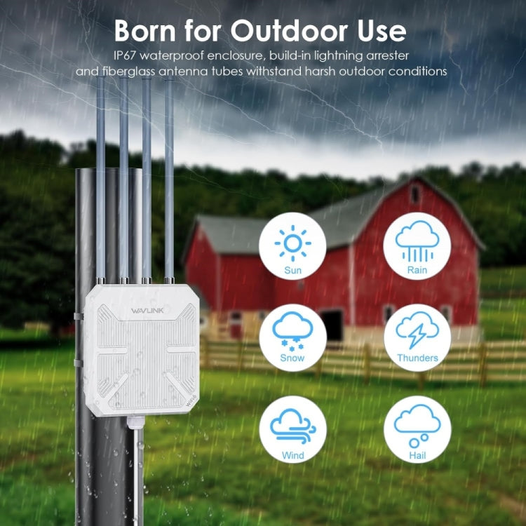 WAVLINK WN573HX3 AX3000 Waterproof Outdoor WiFi Wireless Outdoor Dual Band Router, Plug:UK Plug
