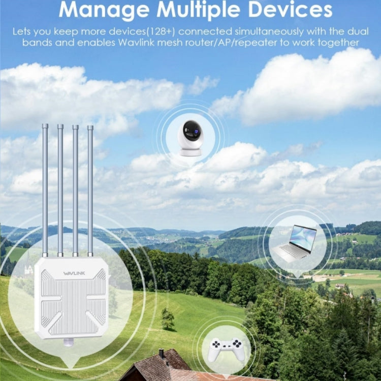 WAVLINK WN573HX3 AX3000 Waterproof Outdoor WiFi Wireless Outdoor Dual Band Router, Plug:EU Plug