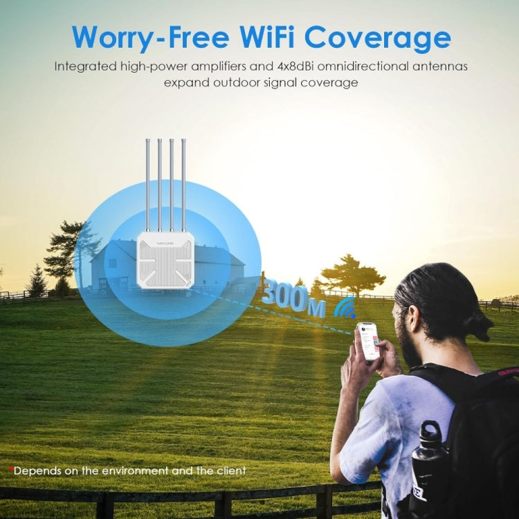 WAVLINK WN573HX3 AX3000 Waterproof Outdoor WiFi Wireless Outdoor Dual Band Router, Plug:AU Plug