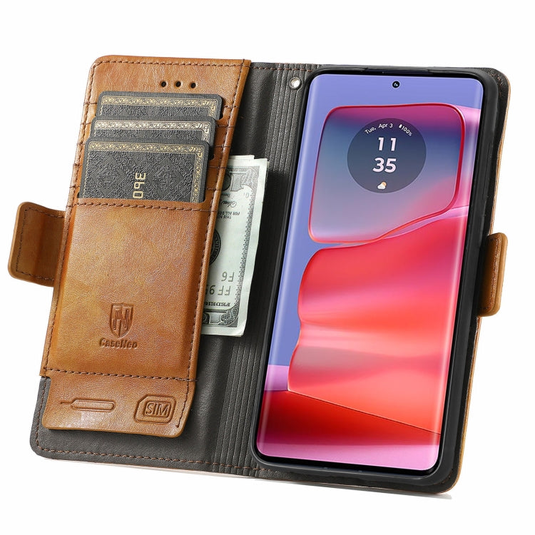 For Motorola Edge 50 Pro  CaseNeo Splicing Dual Magnetic Buckle Leather Phone Case