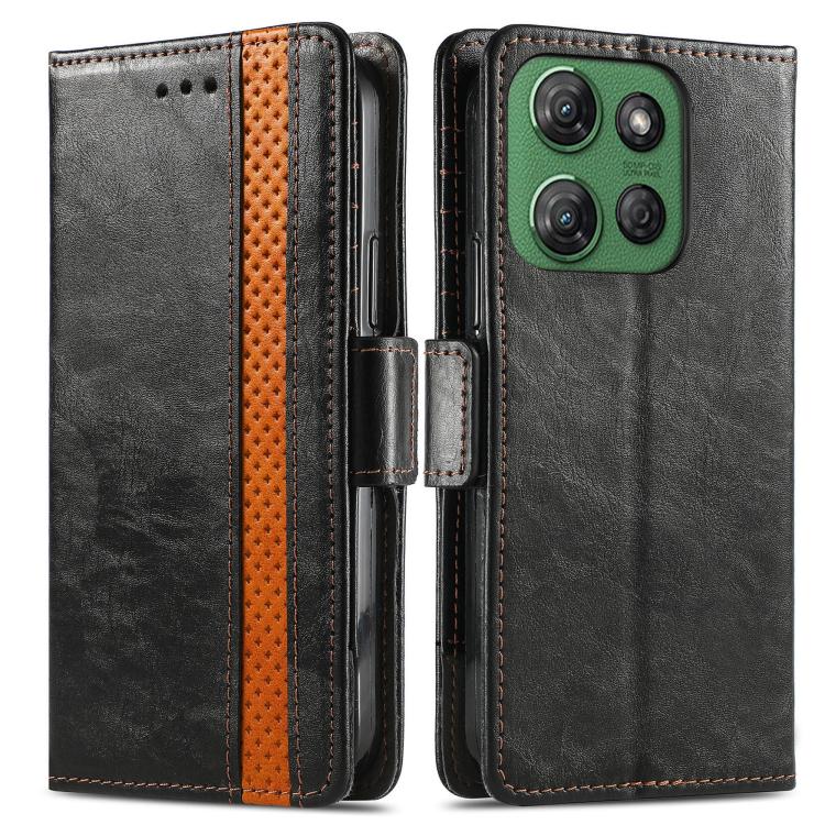 For Motorola Moto G Power 2025 CaseNeo Splicing Dual Magnetic Buckle Leather Phone Case