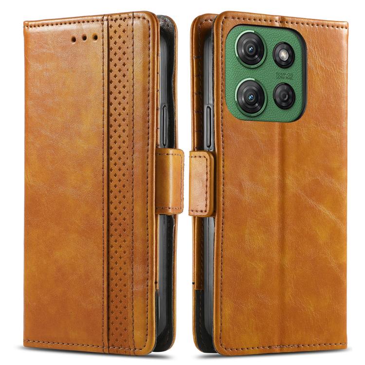 For Motorola Moto G Power 2025 CaseNeo Splicing Dual Magnetic Buckle Leather Phone Case