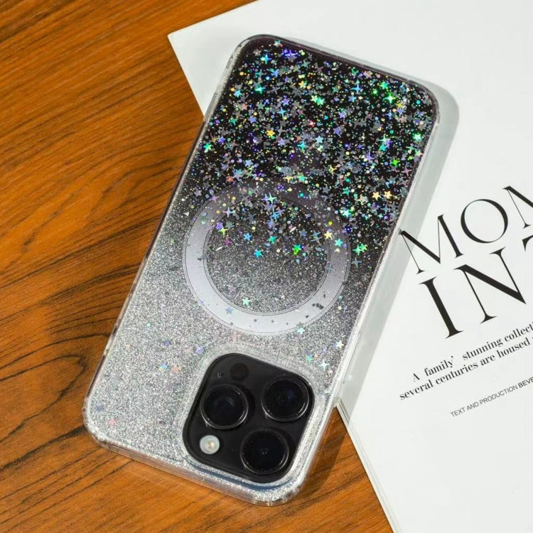 For iPhone 15 Pro Max Gradient Glitter Starry MagSafe Phone Case
