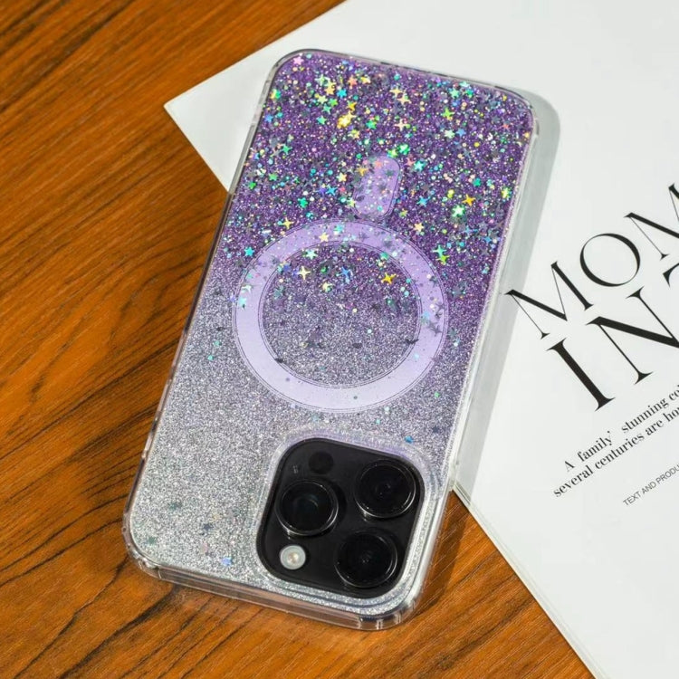 For iPhone 15 Pro Max Gradient Glitter Starry MagSafe Phone Case