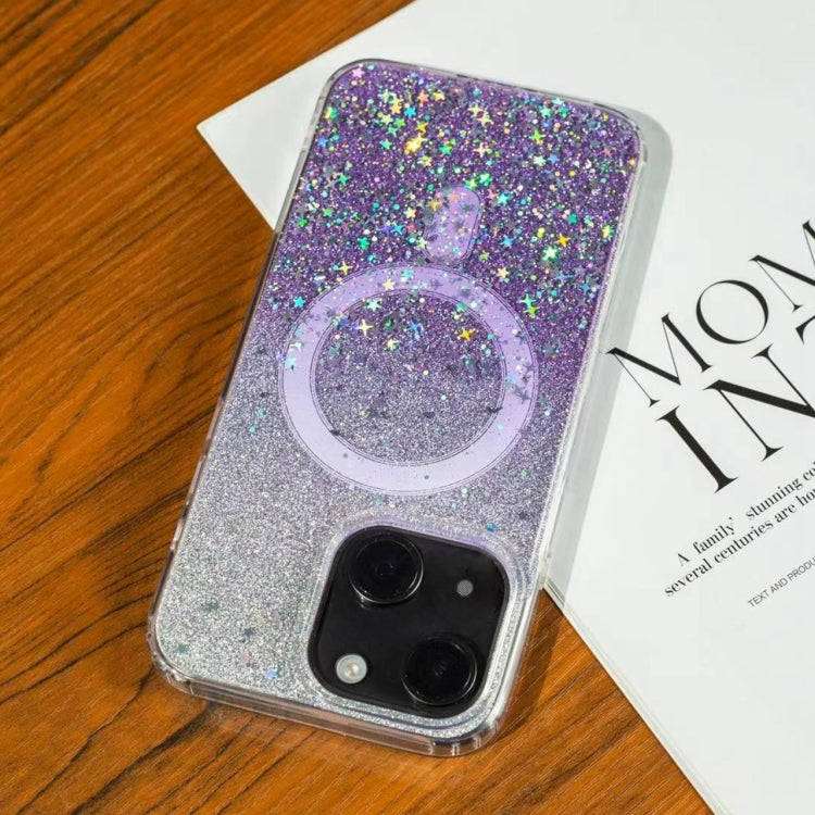 For iPhone 14 Plus Gradient Glitter Starry MagSafe Phone Case