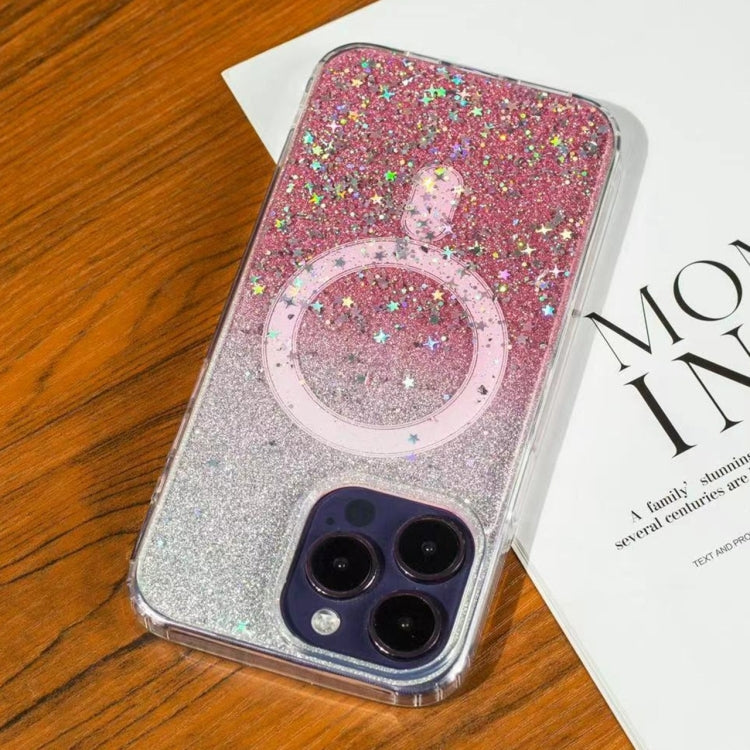 For iPhone 14 Pro Gradient Glitter Starry MagSafe Phone Case