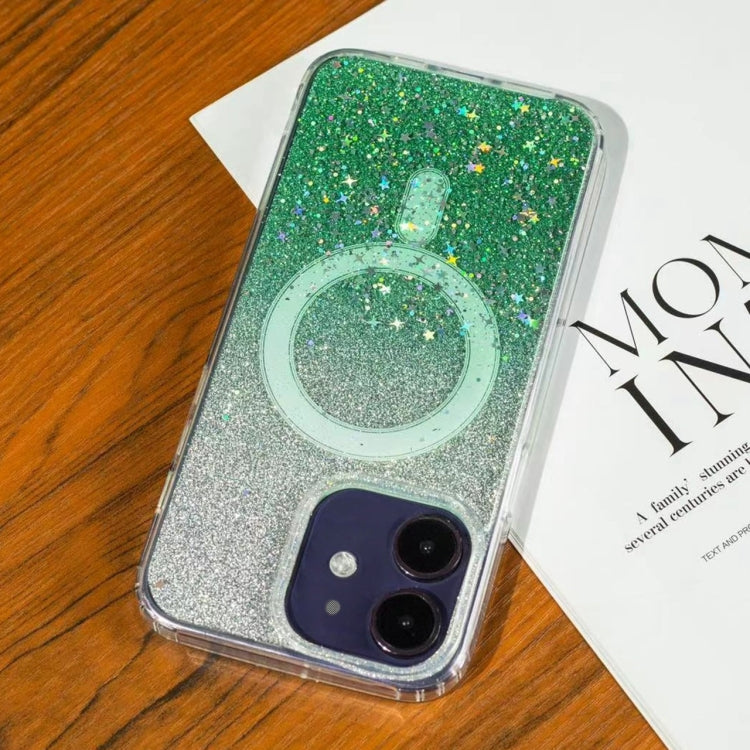 For iPhone 12 Gradient Glitter Starry MagSafe Phone Case