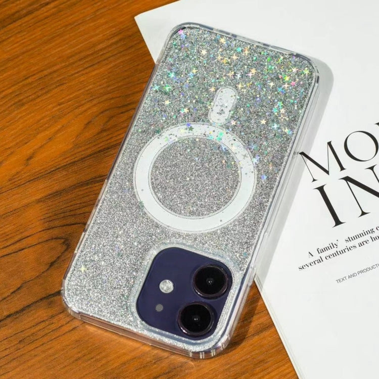 For iPhone 12 Gradient Glitter Starry MagSafe Phone Case