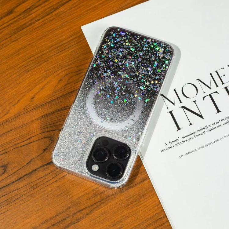 For iPhone 16 Gradient Glitter Starry MagSafe Phone Case