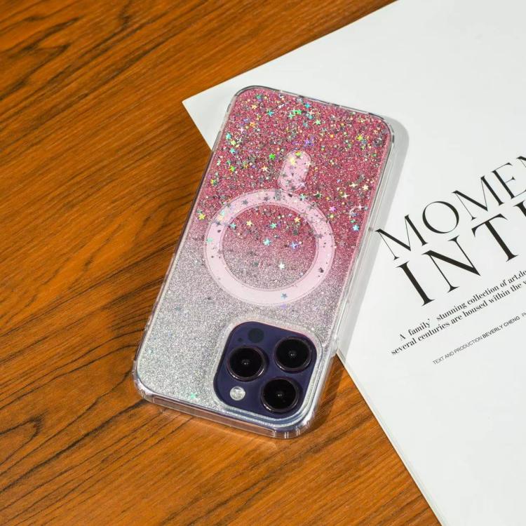 For iPhone 16 Gradient Glitter Starry MagSafe Phone Case