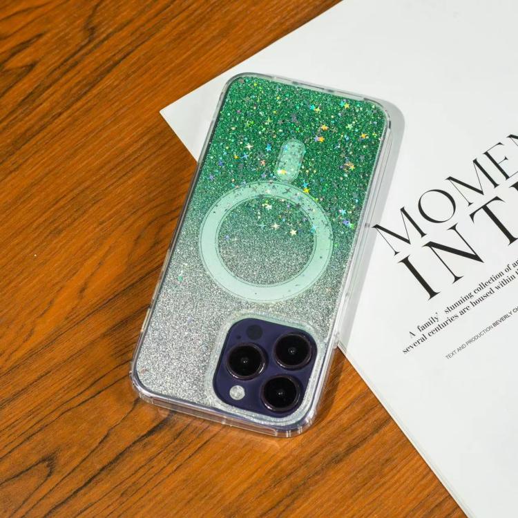For iPhone 16 Gradient Glitter Starry MagSafe Phone Case