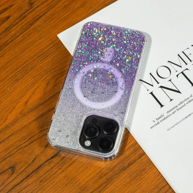 For iPhone 16 Gradient Glitter Starry MagSafe Phone Case