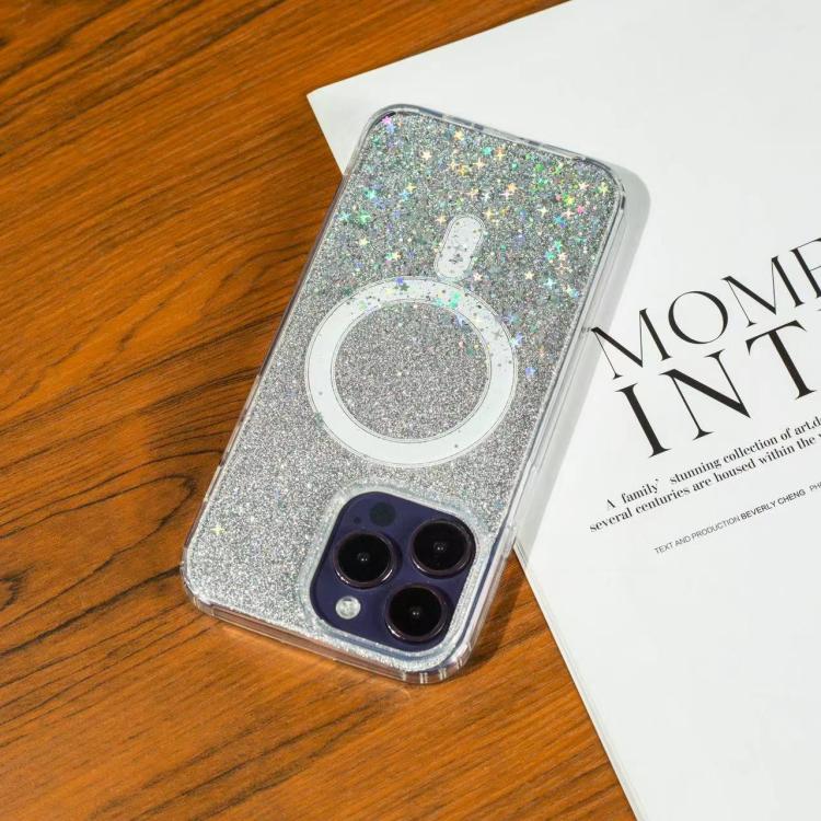 For iPhone 16 Gradient Glitter Starry MagSafe Phone Case