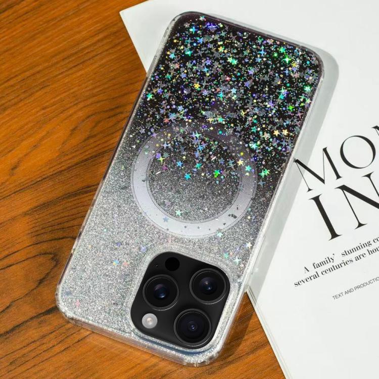 For iPhone 16 Pro Gradient Glitter Starry MagSafe Phone Case